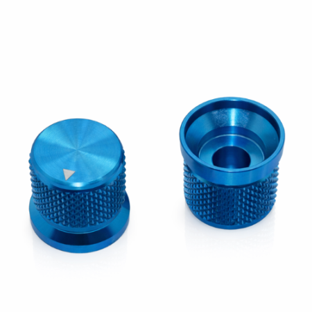 Gałka potencjometru aluminiowa 17x16 mm na oś 6 mm niebieska