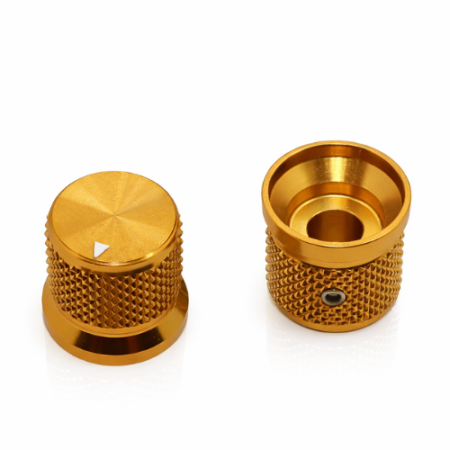 Gałka potencjometru aluminiowa 17x16 mm na oś 6 mm złota
