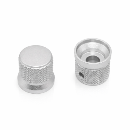 Gałka potencjometru aluminiowa 17x16 mm na oś 6 mm srebrna bez znacznika