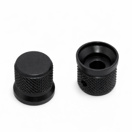 Gałka potencjometru aluminiowa 17x16 mm na oś 6 mm czarna bez znacznika